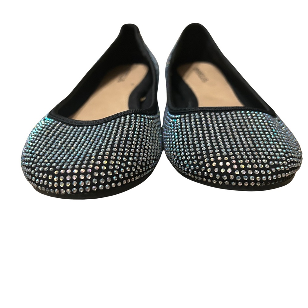 French Sole Black and White Rhinestone Flats - Picture 4 of 8